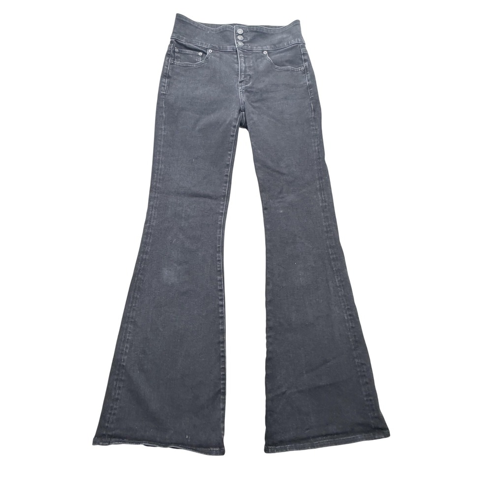 American Eagle Flare Jeans Womens 6 Tall Charcoal Wash High Rise Stretch 30x32